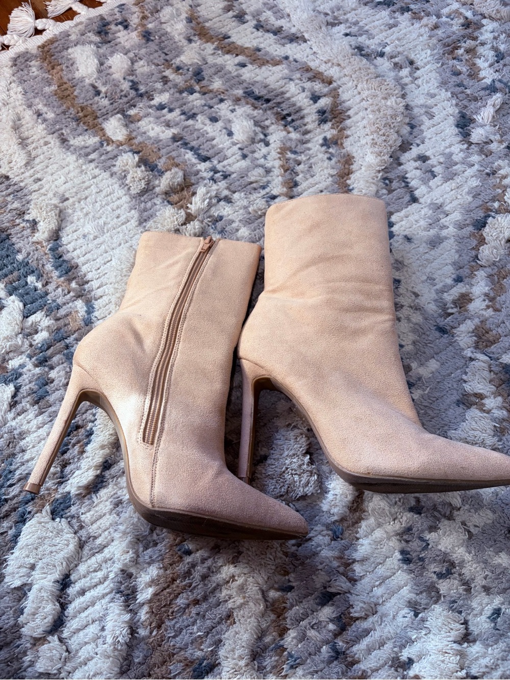 Refuge Pointed Toe Stiletto Ankle Boots in Nude